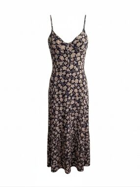 Rip Curl Black Maxi Dress with Pink Floral Print